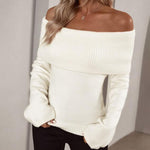 Off Shoulder Fold Over Sweater Sweaters