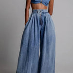 Fashion High Waist Vintage Zipper Cuffed Loose Jeans