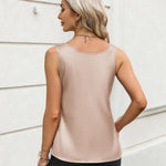 Nadorine Silk Satin Tank Tops for Women Scoop Neck Sleeveless Tops