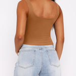 Nadorine Square Neck Sleeveless Crop Tops
