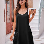 Nadorine Spaghetti Strap Dress Casual V Neck Beach Dress (DE Only)