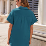 Nadorine Women's Cotton Button Down Shirts Short Sleeve Casual Shirts