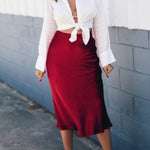 Satin midi skirt