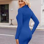 Nadorine Women's Bodycon Dress Long Sleeve Slim Fit Turtleneck Dress