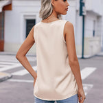 Nadorine Women's Satin Tank Top Sleeveless Blouse