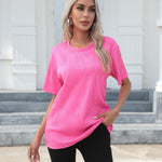 Zeagoo Womens Oversized T-Shirt Summer Casual Tops Short Sleeve Textured Shirts Fashion Loose Fit Tee Tops 2024