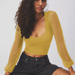 Puff Sleeve Scoop Neck T-Shirt