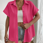 Nadorine Short Sleeve Summer Tops Casual Button Down Shirts