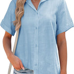 Nadorine Blouse Shirt Blouse Short Sleeve 100% Cotton Shirts (DE Only)
