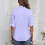 Zeagoo Womens Button Down Shirts 3/4 Sleeve Tops
