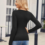 Nadorine 2 Pack Women's Long Sleeve V Neck Slim Fit T Shirts