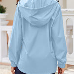Nadorine Rain Jacket Women Lightweight Waterproof Hooded Zip Raincoat