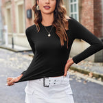 Nadorine Women's Basic T-Shirt Long Sleeve Y2K Crop Tops (DE Only)