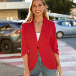 Nadorine Women's Blazer Elegant 3/4 Sleeve Long Blazer (DE Only)