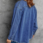 Nadorine Jean Jackets Ripped Stretchy Denim Jean Jacket