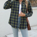 Nadorine Flannel Shirt Women Button Down Long Sleeve Plaid Shirts