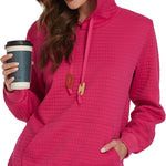 Women Quilted Sweatshirt, Casual Hoodies Pullover with Long Sleeve Hooded Sweatshirt (Us Only)