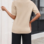 Nadorine Casual V Neck Short Sleeve Knit Sweater (US Only)