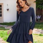 Nadorine Women's Long Sleeve Elegant Ruffle Dresses