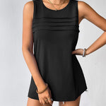 Nadorine Tank Top Blouses Scooped Neck Pleated Front Shirts
