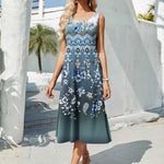 Nadorine Floral Beach Sundress Casual A-Line Midi Tank Dresses