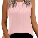 Nadorine Blouse Top Chiffon T-Shirt Sleeveless Crew Neck Tops (DE Only)