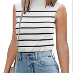 Nadorine Women's Mock Turtle Neck Sweater Vest Shirts
