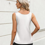 Nadorine Silk Satin Tank Tops Scoop Neck Sleeveless Tops