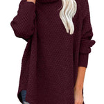 High-neck loose knit sweater