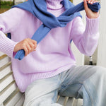 Turtleneck Sweater Casual Loose Knitted Pullover Tops