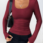 Nadorine Women's Long Sleeve Pullover Elegant Basic Shirt (DE Only)