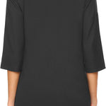 Women's Business Casual V Neck Cuffed Sleeves Work Blouse Top - Nadorine (Us Only)