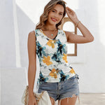 Nadorine Tank Tops V Neck Casual Side Ruched Drawstring Shirts