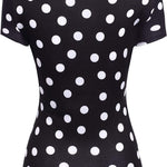 Nadorine Cross-Front V Neck Ruched Short Sleeve Blouses