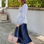 Nadorine Satin Skirt Long High-Waisted Skirt Elegant Silk Midi Skirt (DE Only)