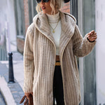 Open Front Hooded Longline Teddy Jacket