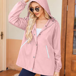 Nadorine Rain Jacket Women Lightweight Waterproof Hooded Zip Raincoat