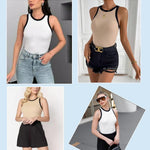 Nadorine 2 Pack Tank Tops Sleeveless Ribbed Shirts