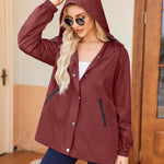 Nadorine Rain Jacket Women Lightweight Waterproof Hooded Zip Raincoat