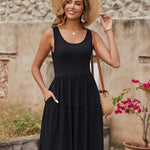 Nadorine Boho Floral Casual Tank Dresses with Pockets