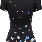 Nadorine Cross-Front V Neck Ruched Short Sleeve Blouses