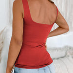 Nadorine Women's Square Neck Double Lined Tank Tops