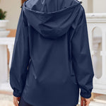 Nadorine Rain Jacket Women Lightweight Waterproof Hooded Zip Raincoat