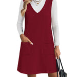 Trendy V-neck Sweater Knit Vest Dress (US Only)
