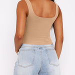 Nadorine Square Neck Sleeveless Crop Tops
