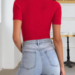 Zeagoo Womens Short Sleeve T Shirts 2024 Summer Casual Knit Slim Fit Trendy Basic Cute Sweater Tops
