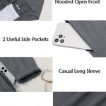 Hooded Long Cardigans Maxi Cardigan with Hood Open Front Lightweight Duster Coat with Pocket - Nadorine (Us Only)