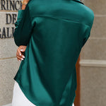 Nadorine Women's Satin Blouse V-Neck Causal Satin Blouses (DE Only)