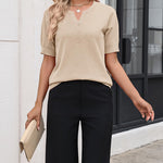 Nadorine Casual V Neck Short Sleeve Knit Sweater (US Only)