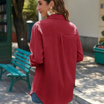 Nadorine Linen Button Down Shirts  Long Sleeve Cotton Gauze Tops